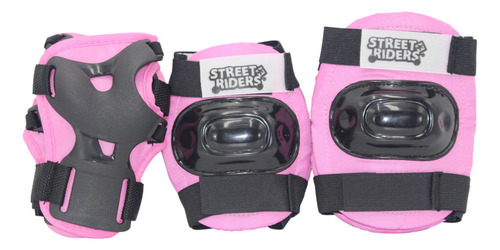 Set Protección Street Riders Rosa Rodilleras Coderas Casco