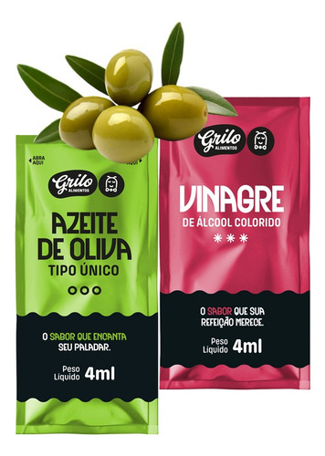 Kit Econômico Sachê 4ml Vinagre E Azeite Tipo Único