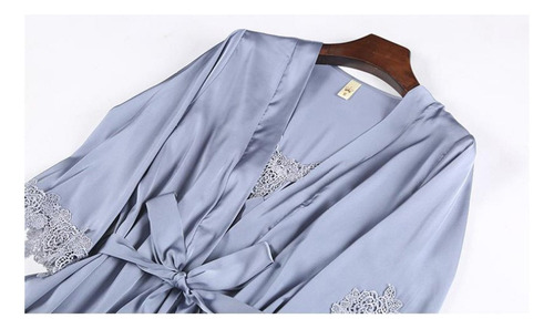 Set De Pijama Dama Sexi Ropa De Dormir Bata De Seda 5 Piezas