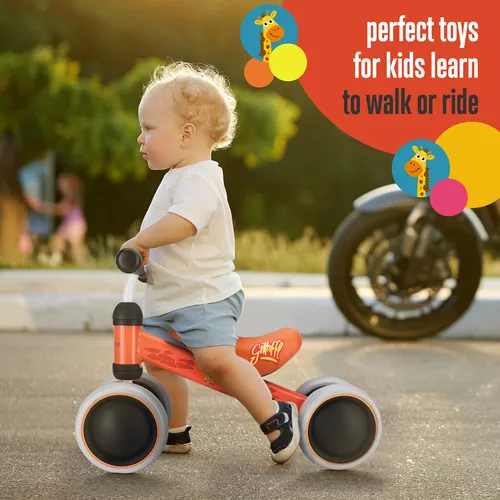 Hurtle Bicicleta de equilibrio para bebés de 10 a 24 meses, sin pedales,  juguetes de equitación para niños y niñas de 1 año con 4 ruedas  silenciosas