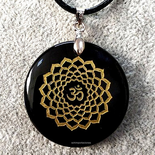 Nuevo Colgante Obsidiana - Flor De Loto - Aum - Exclusivo