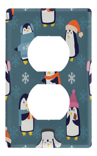 Placa Pared Toma Duplex Pingüino Navideño Xigua Cubierta