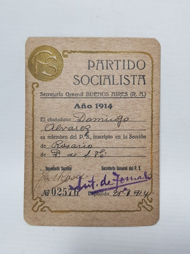 Antiguo Carnet Partido Socialista Filatelia 1914 Mag 57466