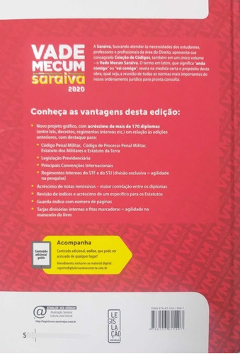 Imagem 3 de 5 de Vade Mecum Saraiva Trad. 2020 29ª Ed. Com Pacote Anticrime