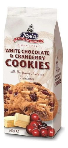 Cookies Com Chocolate Branco E Cranberry Merba 200g