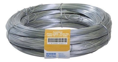 Arame Liso Galvanizado N18 Morlan C/ 10 Rolos De 1kg