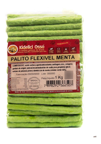 Palito Flexível - Kidelici Osso - Sabor Menta - 1 Kg