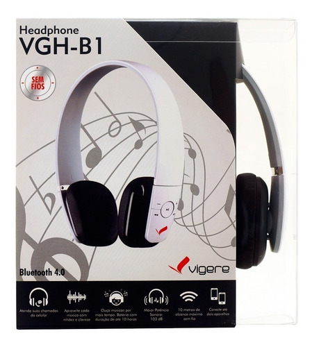Fone Sem Fio Bluetooth / Headphone Vgh-b1 - Vigere Branco