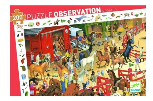 Puzzle Observación Equitación 200 Pzas+poster Djeco -upalalá
