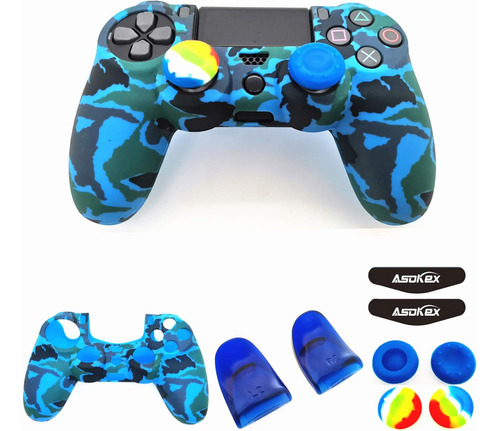 Funda Joystick Ps4 Silicone Skin Camuflaje Azul