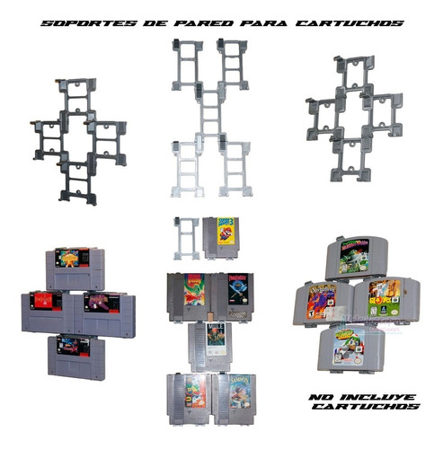 Soporte De Pared Para Cartuchos Nintendo Nes N64 Snes 