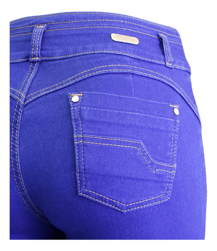 Jean Capri Mezclilla Dama Con Bolsas, Doble Botón En Pretina