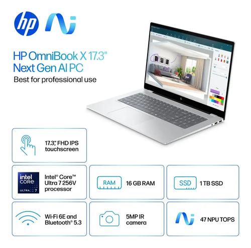 Hp Omnibook X Copilot+ 17.3 Fhd Touch Ultra 7 16gb 1tb Ssd