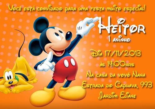 Imagem 3 de 6 de 120 Convite 10x7 Mickey Minnie Princesas Galinha Aniversário