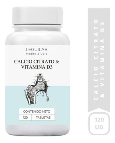 Calcio Citrato & Vitamina D3 - 120 Tab - Leguilab Sabor Sin Sabor