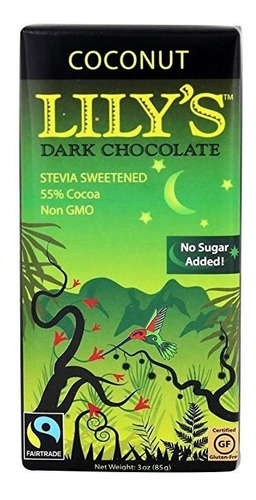 Oscuro 55% Stevia De Chocolate De Lily Endulzada Coco (3 Oz 