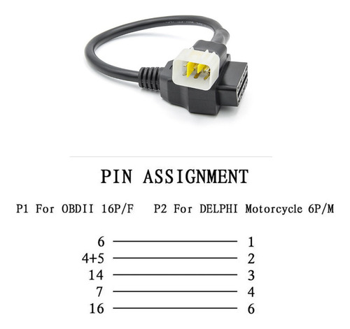 Adaptador Cable Diagnostic Motocicleta Obd Delphi De 6 A 16