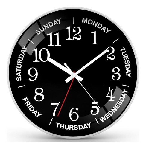 Qinfiey Reloj De Pared Para El Dia De La Semana De 12 Pulgad