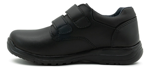 Zapato Escolar Yuyin Para Niño Piel Con Ajuste Velcro Negro