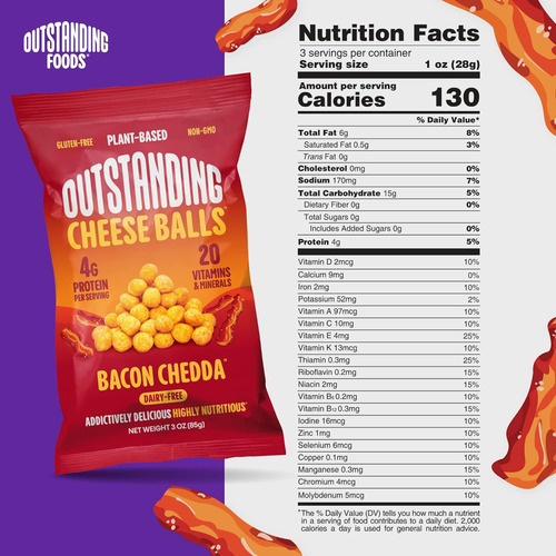 Outstanding Foods Puffs De Queso Vegano De 3 Oz Excelentes