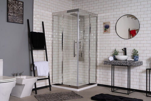 Box Ducha Rectangular Transl. Acero Inox C/ Base - Shanghai