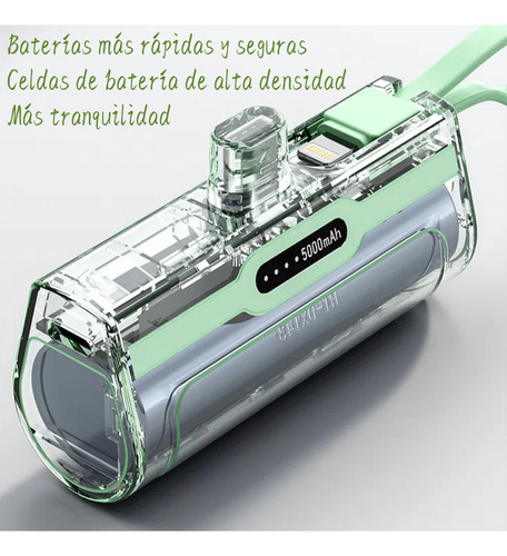 Power Bank Mini 5000mah Batería Portátil Salida Tipo C/ Con 1 Cable Pila Cargador