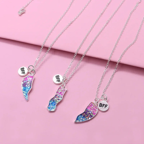 3 Collares De Corazón Fraccionado Best Friends For Ever Bff
