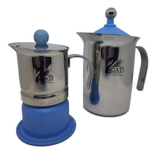 Cafetera + Capuchinera Gat 2 Pocillos Acero Inox