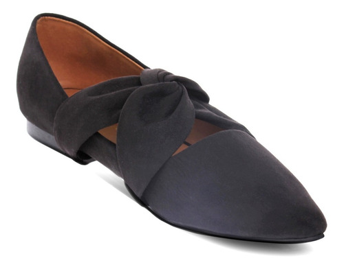 Imagen 2 de 7 de Flat Puntal Felipe Rentería Suede Nudo Negro Tallas 23-27 Mx