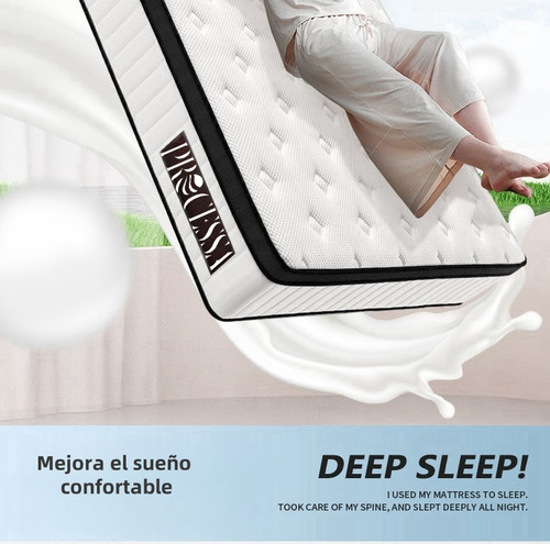 Colchon Queen Size Bio Cotton Spring Hybrid Mattress Blanco