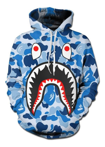 Capucha Sudaderas Ape Jovenes Para Con Bape Shark Estampados