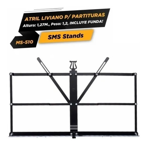 Imagen 5 de 9 de Atril Para Partituras Plegable Profesional Metálico + Funda