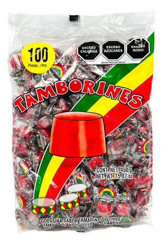Caramelo Tamborines 100 Piezas