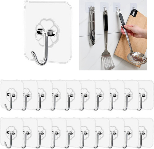 Nemibad 20 Gancho Pared Transparente 33 Libra Max Resistente