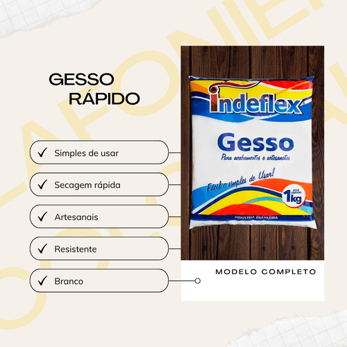 Gesso Em Pó Branco 1kg Secagem Rápida Indeflex