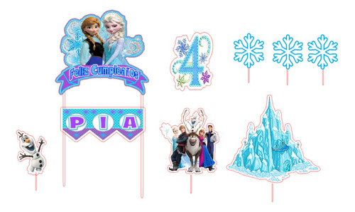 Caketopper Decoración Para Pastel Frozen Elsa Con Velas