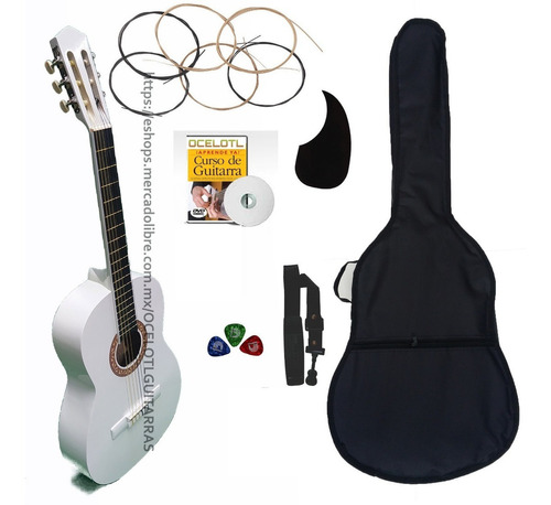 Guitarra Acustica Paquete Mas Completo De Accesorios Color Blanco Orientación De La Mano Derecha