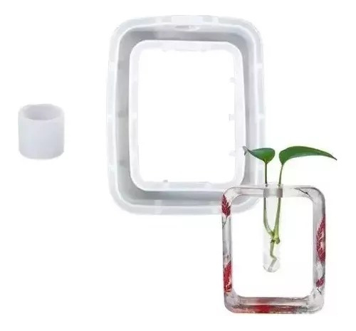 Kit Resina Naturacril Molde Florero Rectangular O Redondo