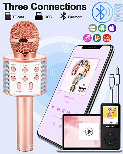 Juguetes Para Ninas De 5-12 Anos Microfono Inalambrico De Bluetooth Karaoke  Mic