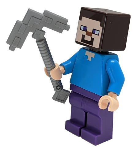 Minifigura De Steve Con Pico Lego Minecraft 4.32 Cm