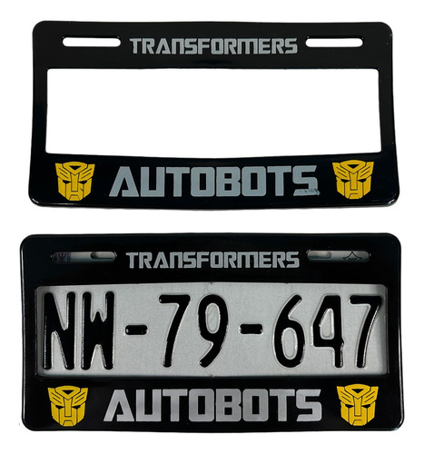 Par De Portaplacas Transformers Autobots Plastico Generico 