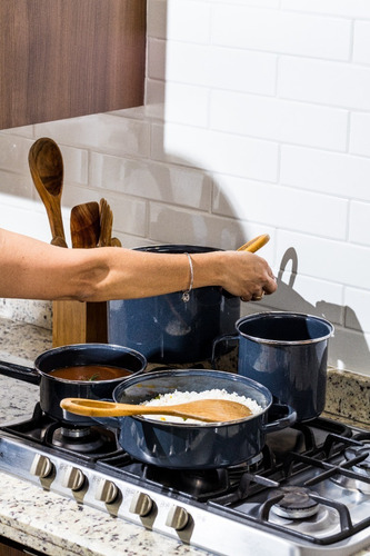 Imagen 6 de 8 de Batería De Cocina Cinsa De Acero Vitrificado 5 Piezas Negro