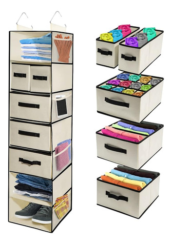 Tidy Zebra Best Hanging Shelf Closet Organizer - Portable 7 