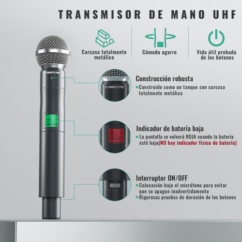 Sistema Micrófono Inalámbrico 4 Canales Microfono Phenyx Pro