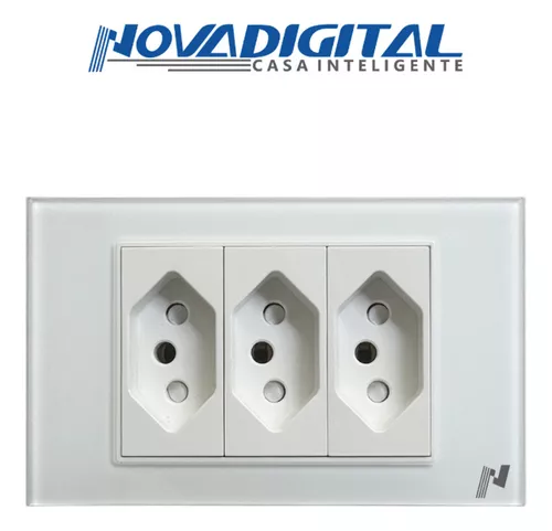 Tomacorriente Novadigital Tomada de Embutir com frontal em vidro temperado  para plug 10A e 20A Tomada