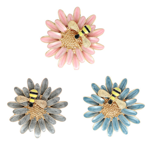 Broche De Miel, Broche De Abeja, Diseño De Margaritas, 3 Uni