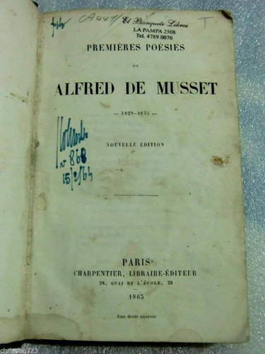 Alfred De Musset Premieres Poesies - 1863 Charpentier Paris