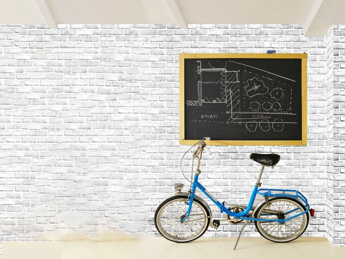 Imagen 6 de 7 de Papel Tapiz Ladrillos Blanco Adhesivo 45cm X 10 Mt 3d Mayore