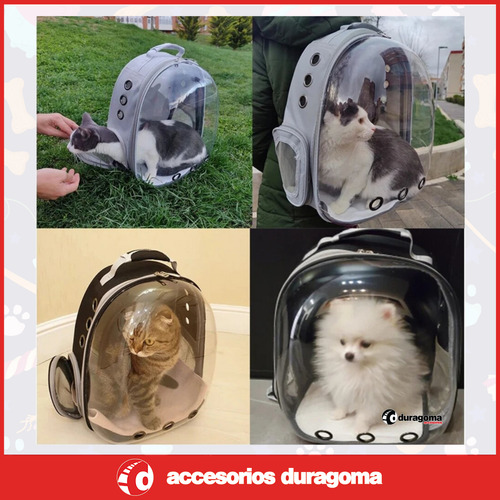 Mochila De Transporte Para Gatos Con Tapa De Burbujas Rosa Coral Claro