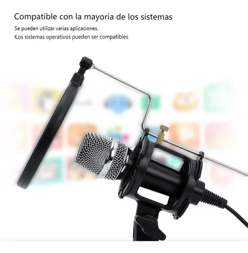 Mini Micrófono De Condensador Con Filtro De Trípode Mini Mic Color Negro